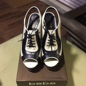 Bebe menswear Black and creme/off white/platform